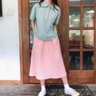 Short-sleeve Plain Polo Shirt / Midi A-line Skirt