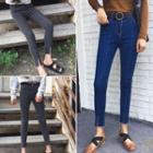 Front Slit Skinny Jeans