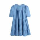 Short-sleeve Denim Smock Dress