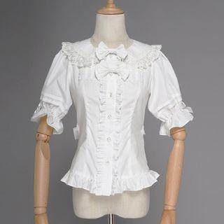 Puff-sleeve Frill Trim Bow Lolita Blouse