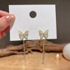 Butterfly Faux Cat Eye Stone Alloy Fringed Earring 1 Pair - Gold - One Size