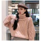 Turtleneck Rib-knit Sweater Sweater - Pink - One Size