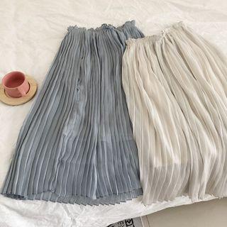 Pleated A-line Midi Skirt Skirt - Ash Blue - One Size