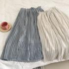 Pleated A-line Midi Skirt Skirt - Ash Blue - One Size
