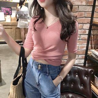 Plain Knot Slim-fit Cropped T-shirt