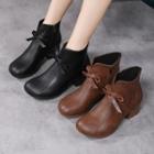 Ribbon Accent Block Heel Ankle Boots