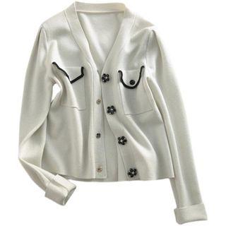 Floral Button V-neck Cardigan