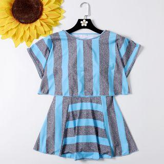 Set: Striped Swimdress + Striped Short-sleeve Cover-up