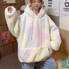Faux Shearling Tie Dye Hoodie