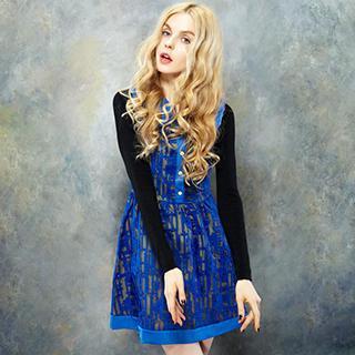 Sleeveless Embroidered A-line Dress