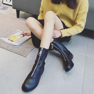 Zip-front Mid-calf Boots