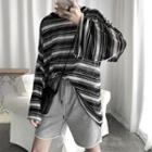 Striped Long-sleeve Causal Top
