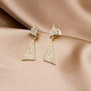 Triangle Rhinestone Dangle Earring 1 Pair - E3119-1 - Gold - One Size