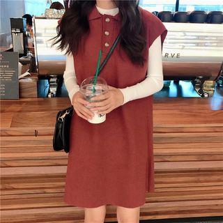 Long-sleeve Plain T-shirt / Sleeveless Shift Dress