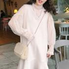 Set:mesh Top+sleeveless A-line Dress