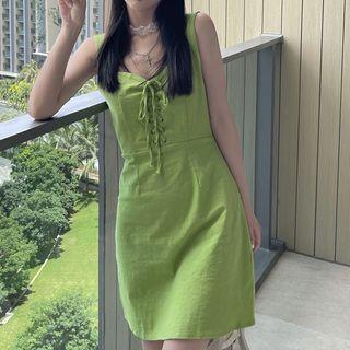 Sleeveless Lace Up Mini A-line Dress
