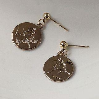Disc Sterling Silver Dangle Earring 1 Pair - 1603 - Dark Gold - One Size