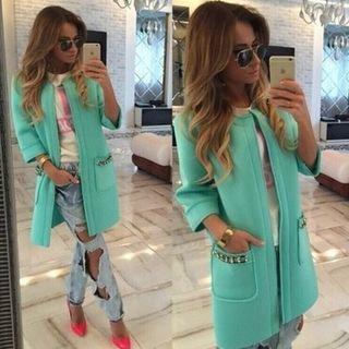 Chain Detail 3/4-sleeve Coat