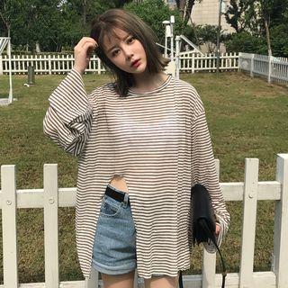 Sheer Stripe Long-sleeve T-shirt