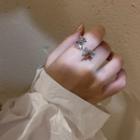 Rhinestone Bow Open Ring Silver - One Size