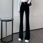 High-waist Side-slit Flare Pants