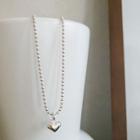 Heart-pendant Ball-chain Necklace Silver - One Size