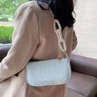 Patterned Faux Pearl Strap Shoulder Bag