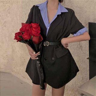 Short Sleeve Striped Shirt / Blazer