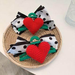 Dotted Bow Hair Claw Red & Black & White - One Size