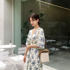 Floral Print Wrap-front Long Dress One Size