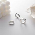 Set Of 3: Lettering Ring + Layered Ring + Alloy Ring Silver - One Size