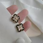 Floral Ear Stud 1 Pair - Black - One Size