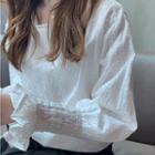 Long-sleeve Frill Trim Lace Blouse