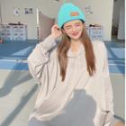 Plain Loose-fit Hooded Top - 2 Colors