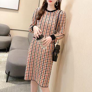 Set: Houndstooth Knit Top + Pencil Skirt