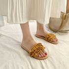 Ruffled Faux Suede Slide Sandals