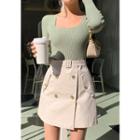 Belted A-line Trench Miniskirt