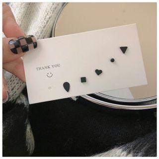 Set Of 5: Matte Ear Stud 5 Pcs - Silver Needle - Black - One Size