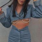 Cropped Frayed Denim Blazer / High-waist Mini Skirt