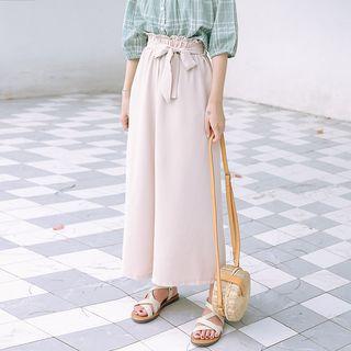 Wide-leg Bow Accent Chiffon Pants
