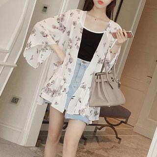 Floral Print Bell-sleeve Light Jacket