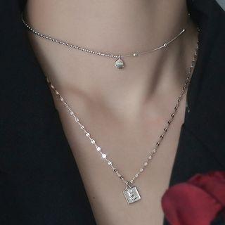 925 Sterling Silver Mini Disc Choker / Rose Necklace