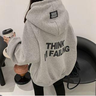 Brushed Fleece-lined Lettering Oversized Hoodie