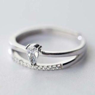 S925 Silver Rhinestone Open Ring
