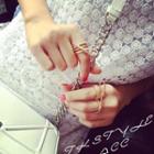 Rhinestone Bow Pattern Double Knuckle Ring