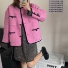 Pink Long-sleeve Woolen Jacket / Floral Dress
