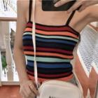 Spaghetti Strap Rainbow Strap Knit Top As Shown In Figure - One Size