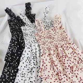 V-neck Ruffle Suspender Skirt