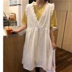 Medium Long Plain Short-sleeve Top + Dress Maxi Skirt Set 2-piece Yellow - Xxxs
