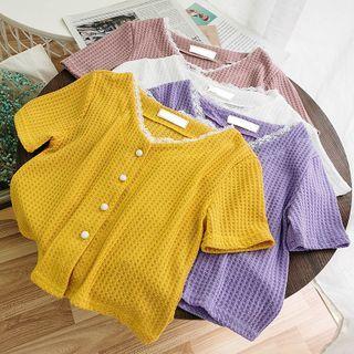 Lace Trim Short-sleeve Cardigan